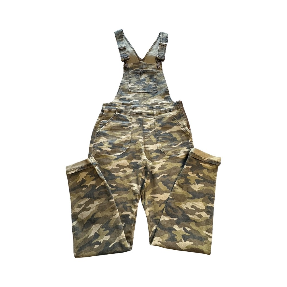 No Boundaries Overalls Womens S 26x28 Green Camo Slim Utility Cotton Gorpcore